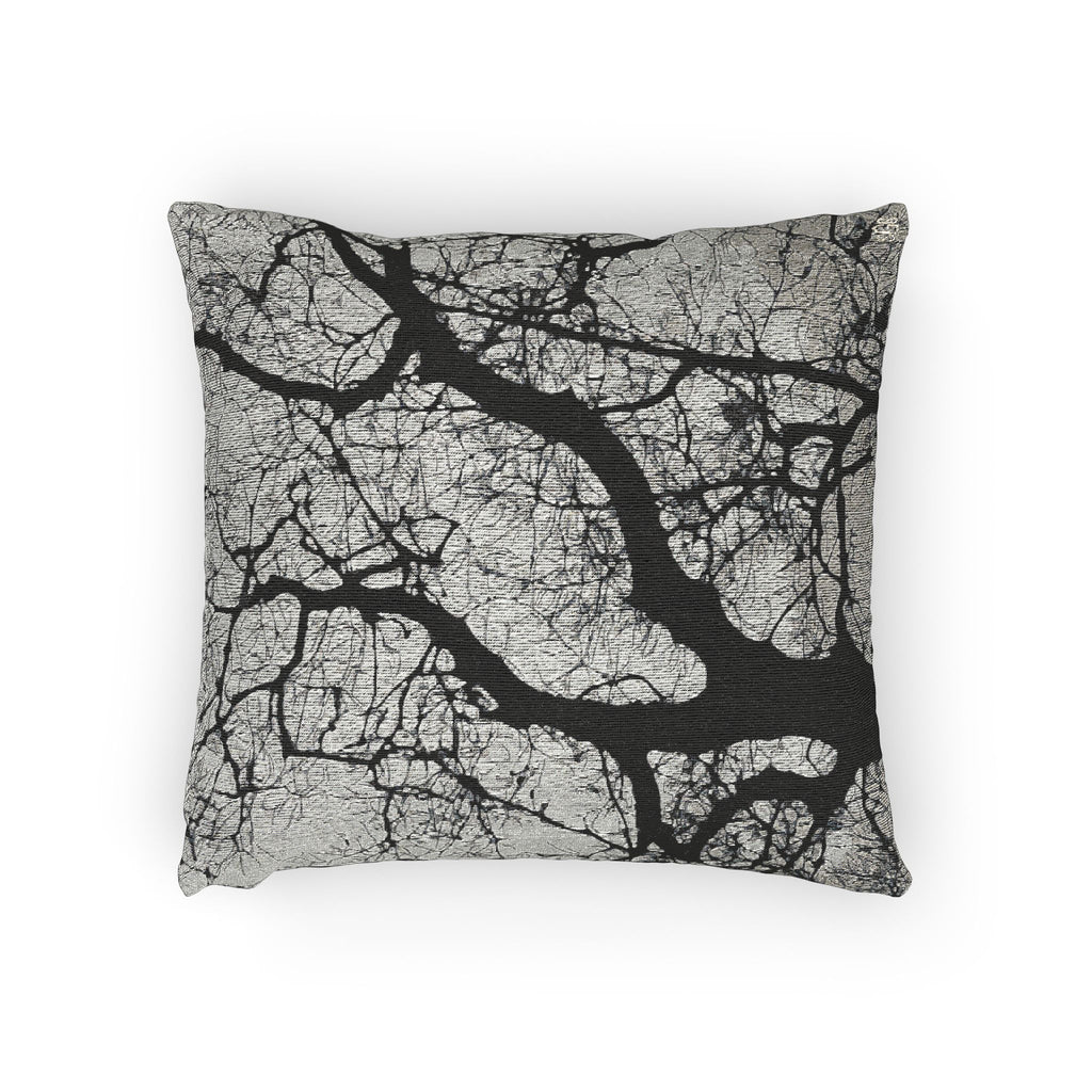 BLACK AND WHITE Winter Oak II WOVEN PILLOW