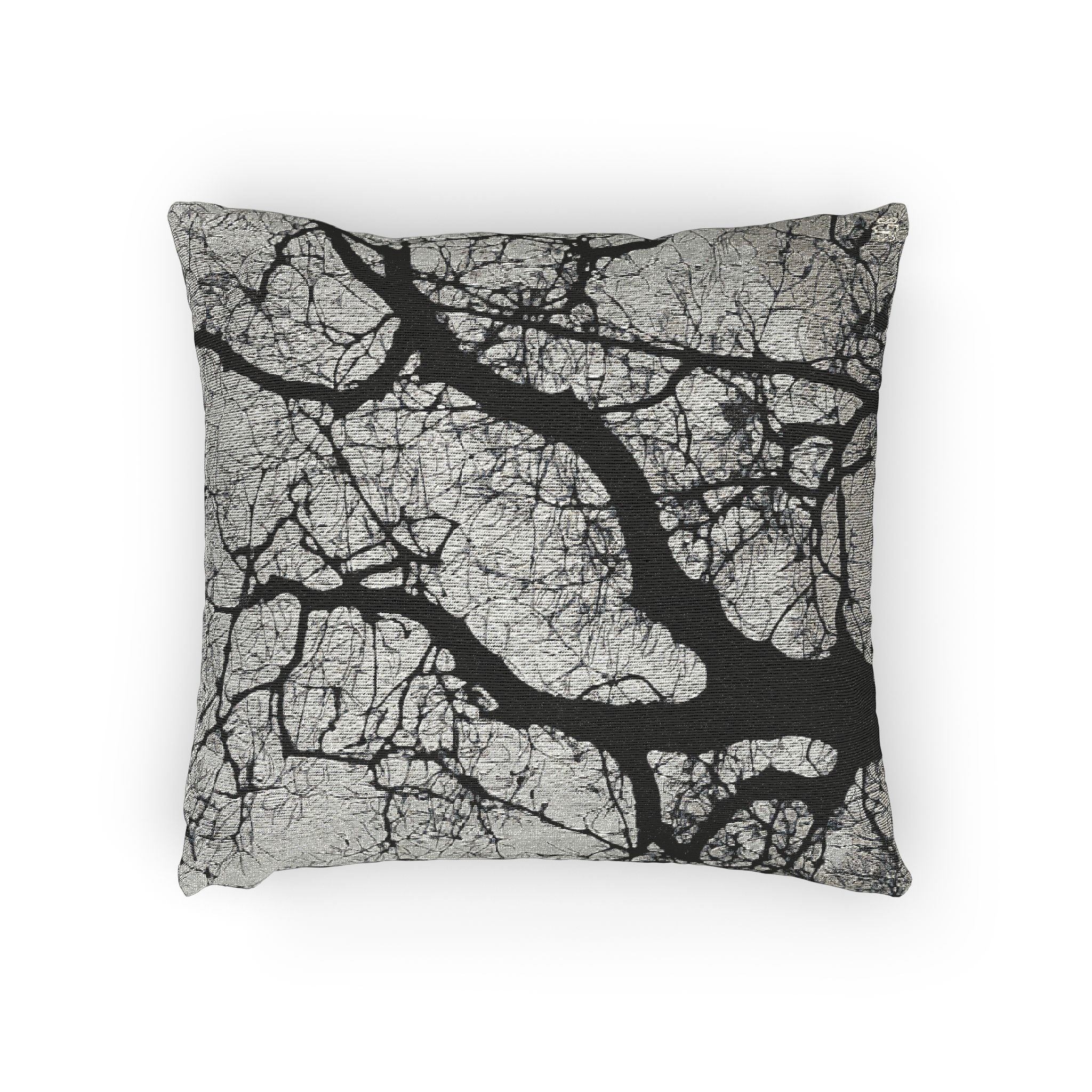 BLACK AND WHITE Winter Oak II WOVEN PILLOW