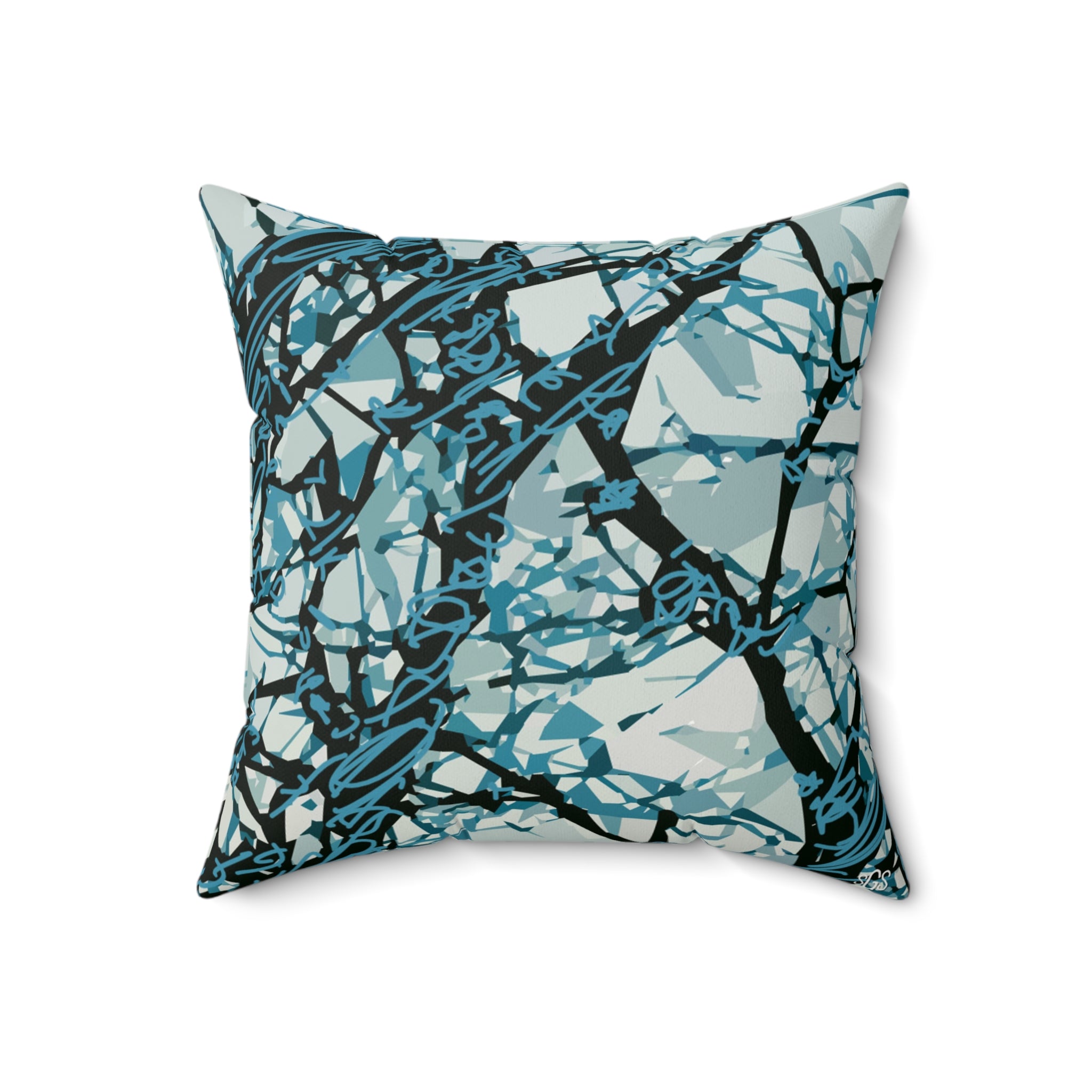 Black Jack Oak II Faux Suede Pillow — Bold Hand-Painted Tree Square Throw Pillow