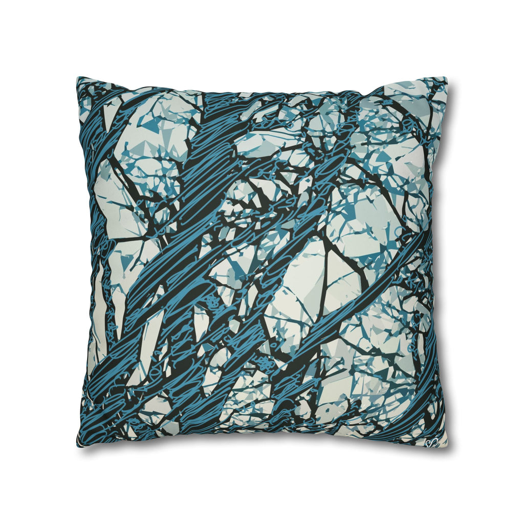 Smooth Pillowcase  - Blue Abstract Tree Branch - Modern Nature Decorative Throw Pillow