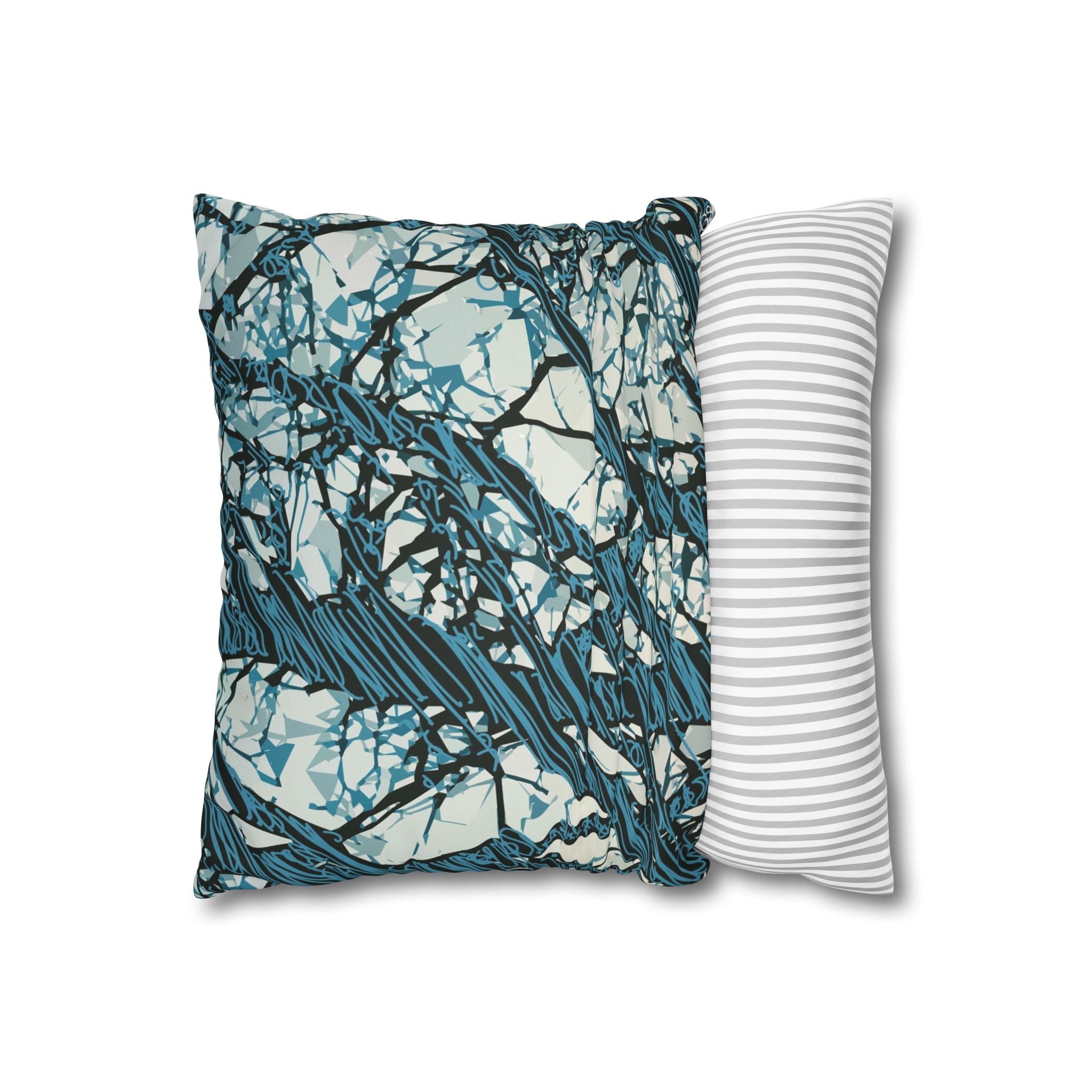 Smooth Pillowcase  - Blue Abstract Tree Branch - Modern Nature Decorative Throw Pillow