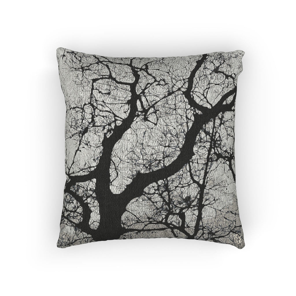 BLACK AND WHITE Winter Oak II WOVEN PILLOW