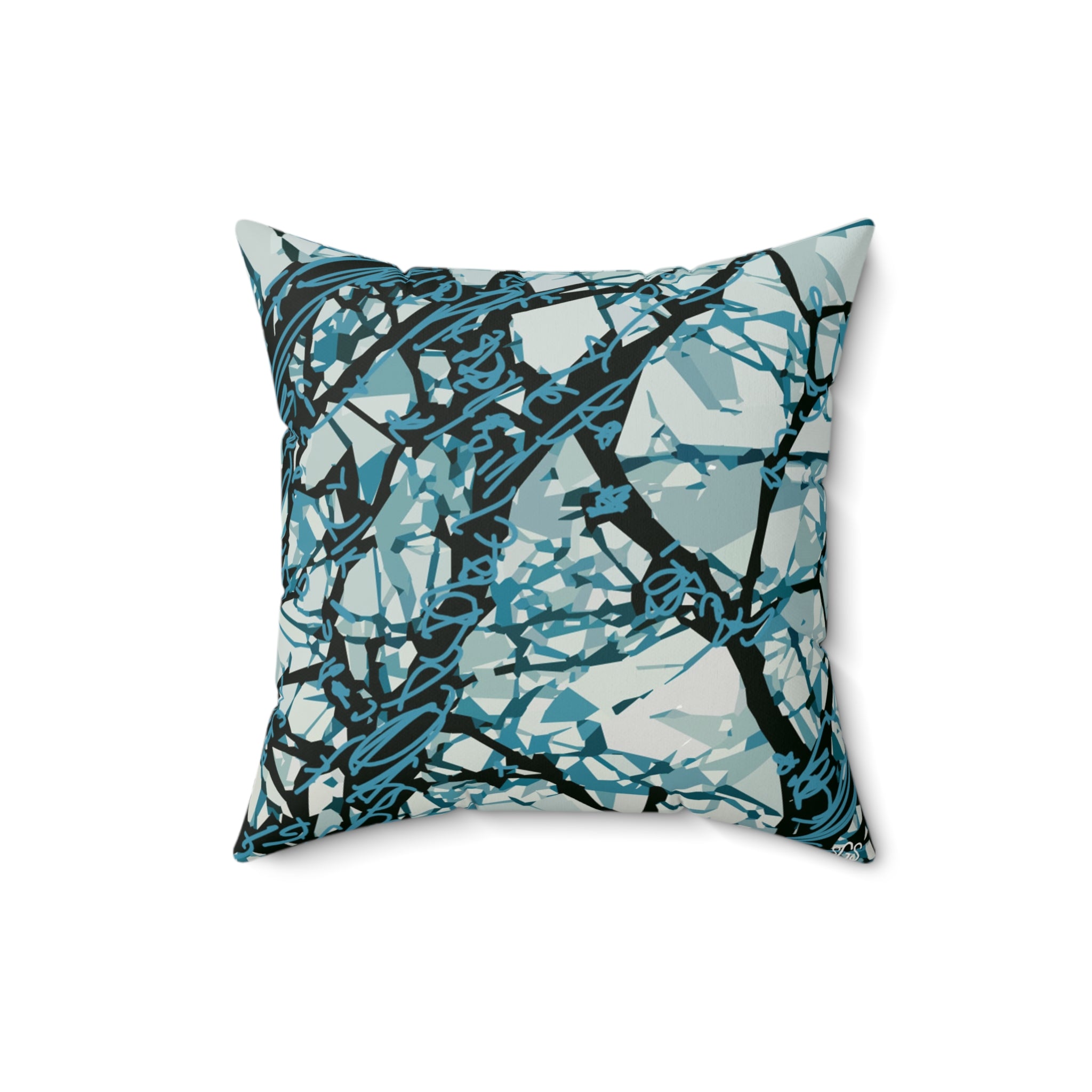 Black Jack Oak II Faux Suede Pillow — Bold Hand-Painted Tree Square Throw Pillow