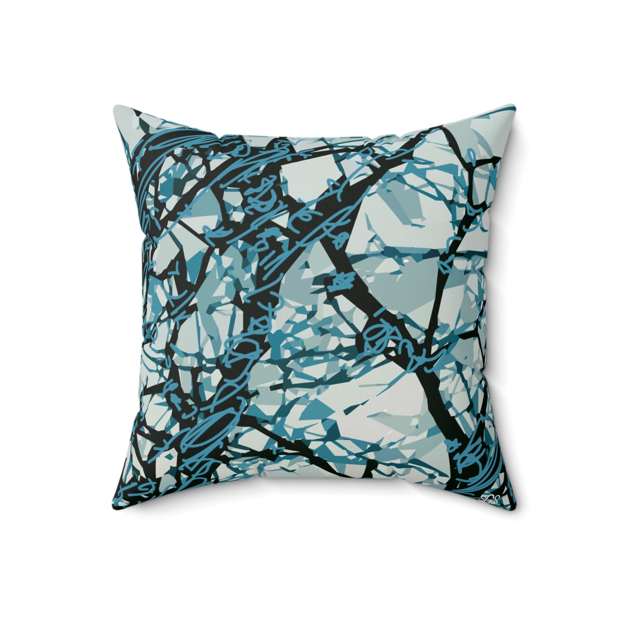 Black Jack Oak II Faux Suede Pillow — Bold Hand-Painted Tree Square Throw Pillow