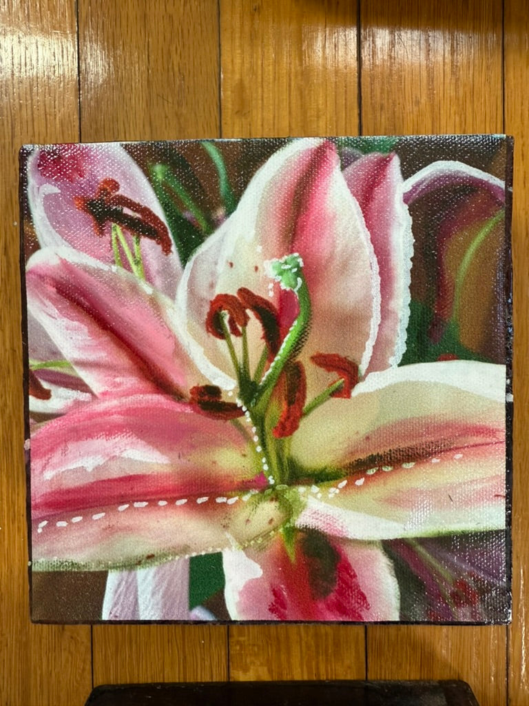 Blushing Girl Lily Woodblock Painting