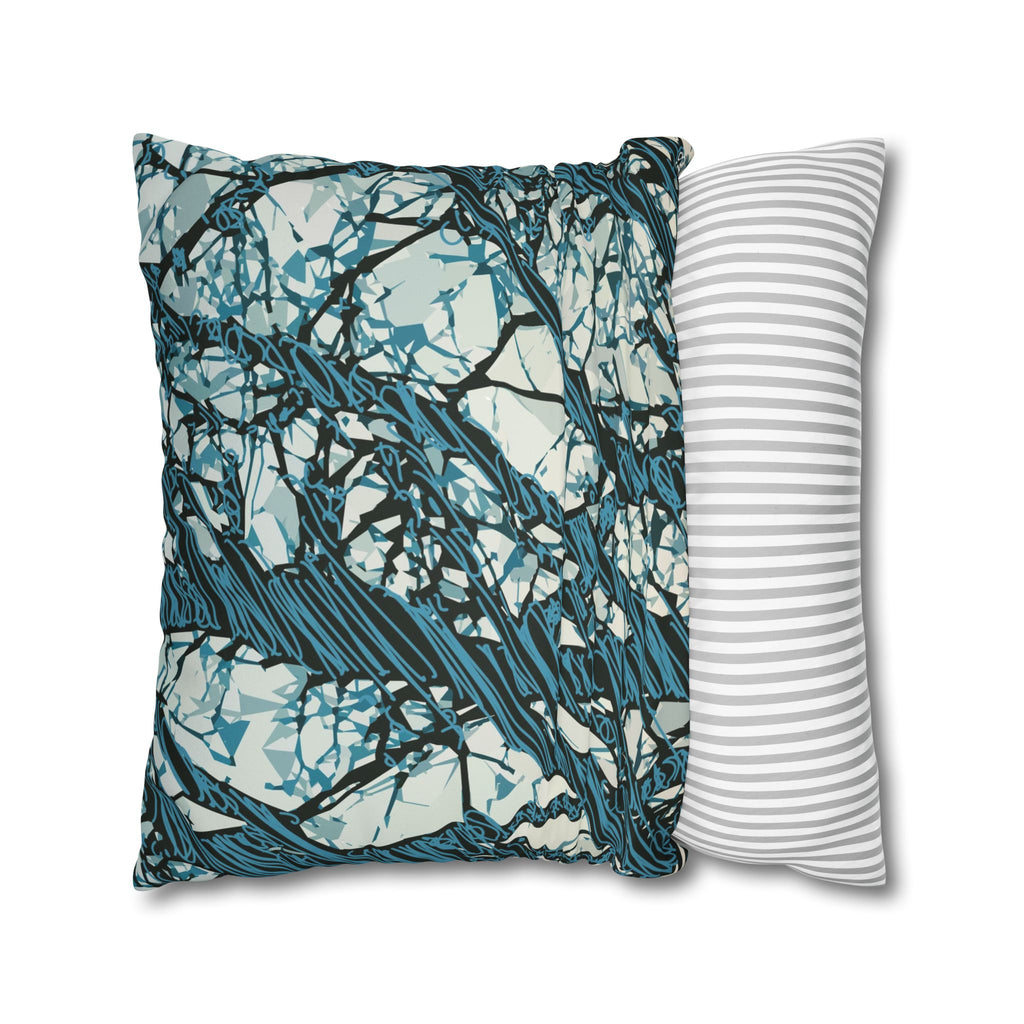 Smooth Pillowcase  - Blue Abstract Tree Branch - Modern Nature Decorative Throw Pillow