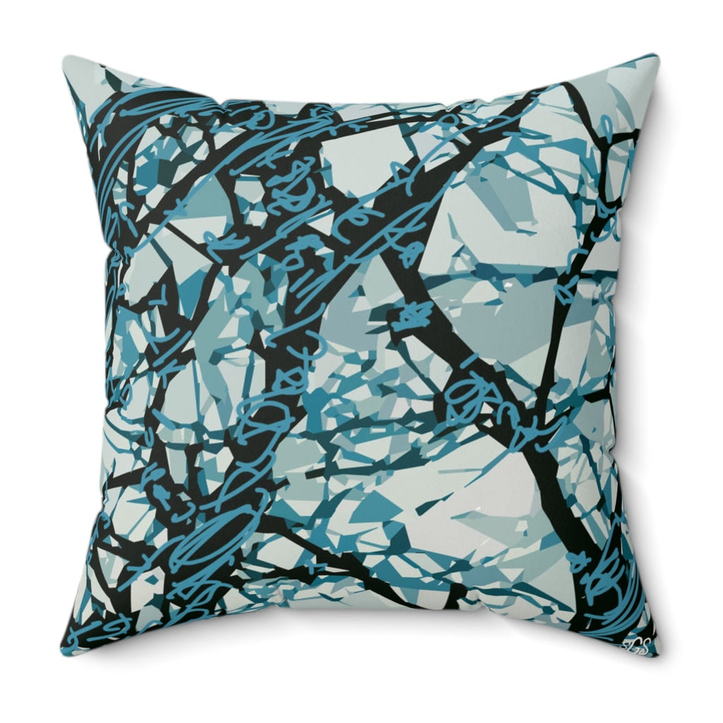 Black Jack Oak II Faux Suede Pillow — Bold Hand-Painted Tree Square Throw Pillow