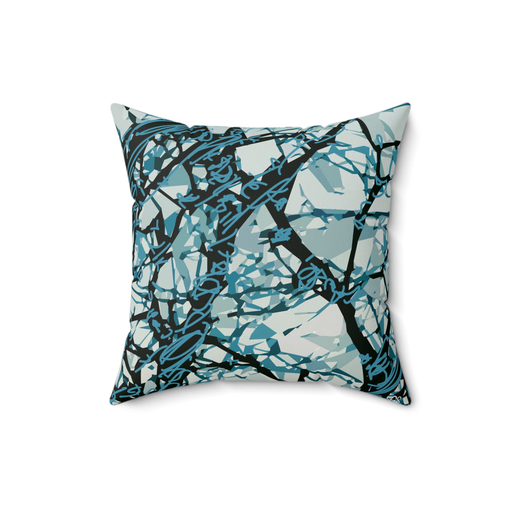 Black Jack Oak II Faux Suede Pillow — Bold Hand-Painted Tree Square Throw Pillow