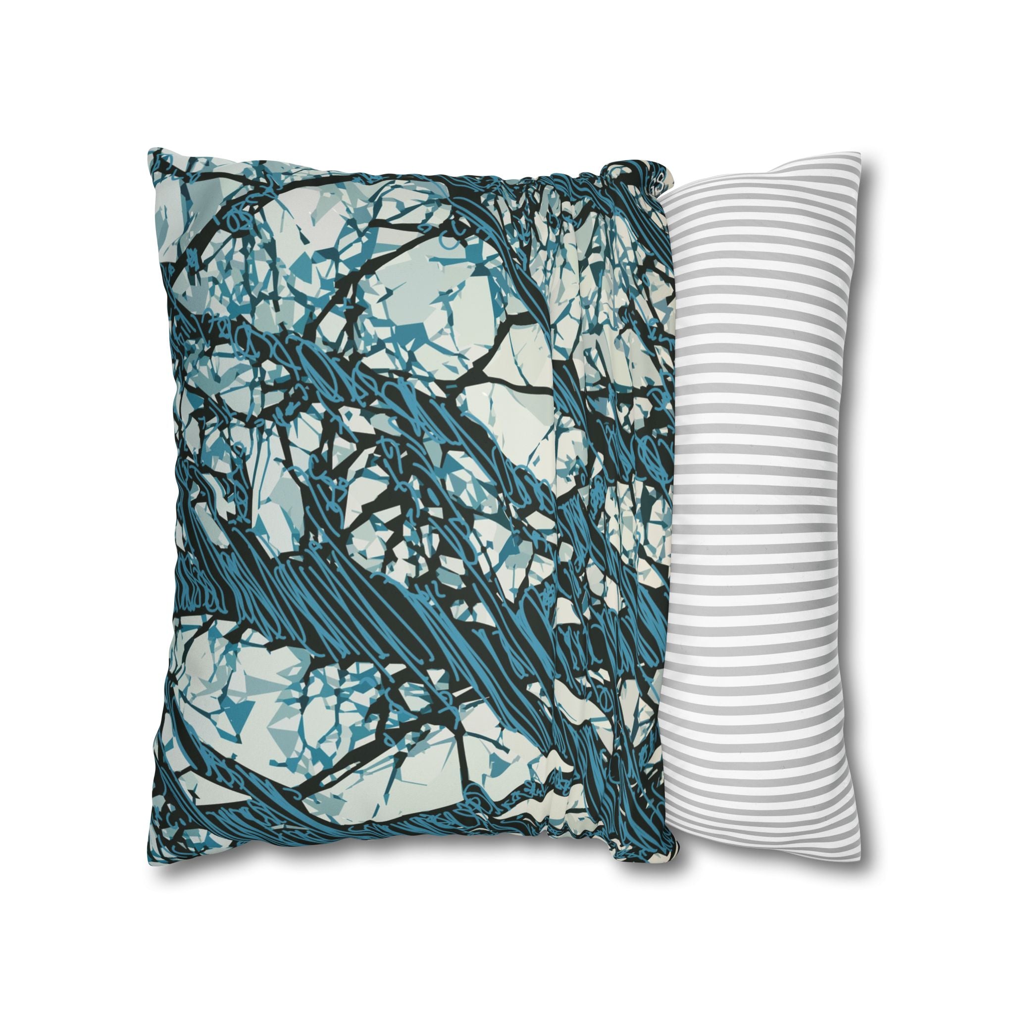 Smooth Pillowcase  - Blue Abstract Tree Branch - Modern Nature Decorative Throw Pillow