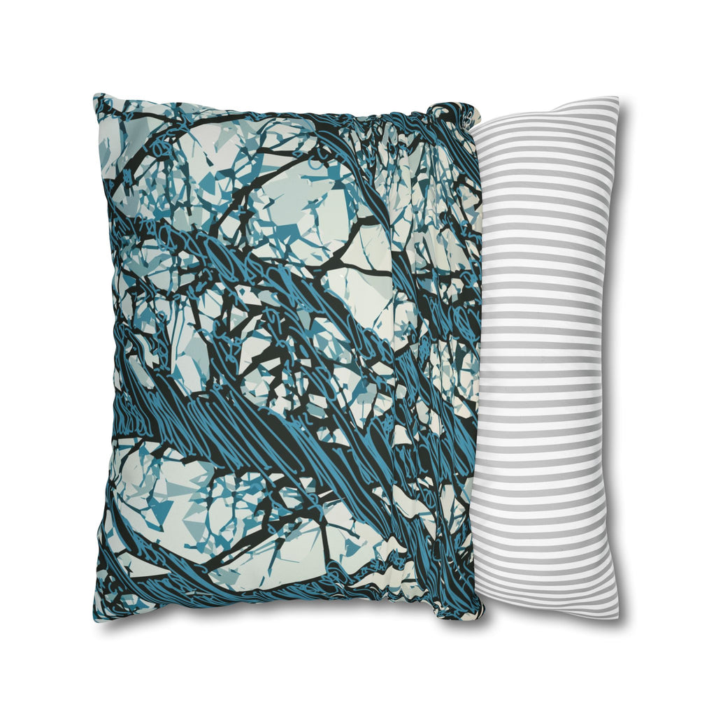 Smooth Pillowcase  - Blue Abstract Tree Branch - Modern Nature Decorative Throw Pillow