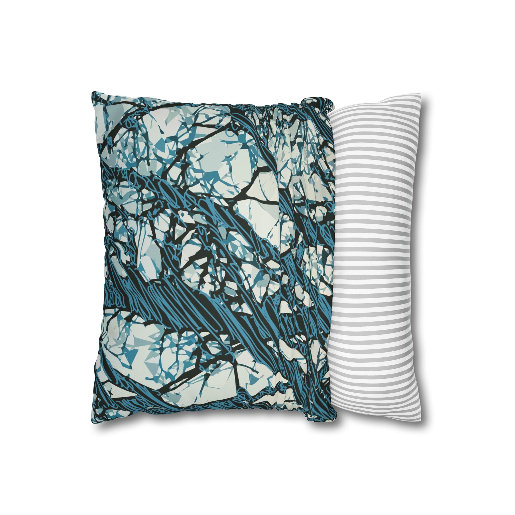 Smooth Pillowcase  - Blue Abstract Tree Branch - Modern Nature Decorative Throw Pillow