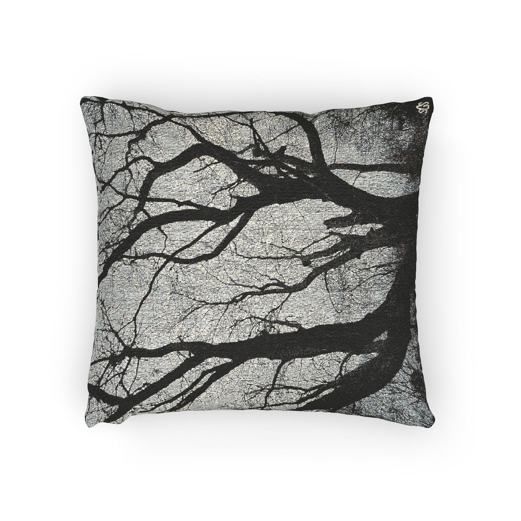 BLACK AND WHITE WINTER OAK WOVEN PILLOW