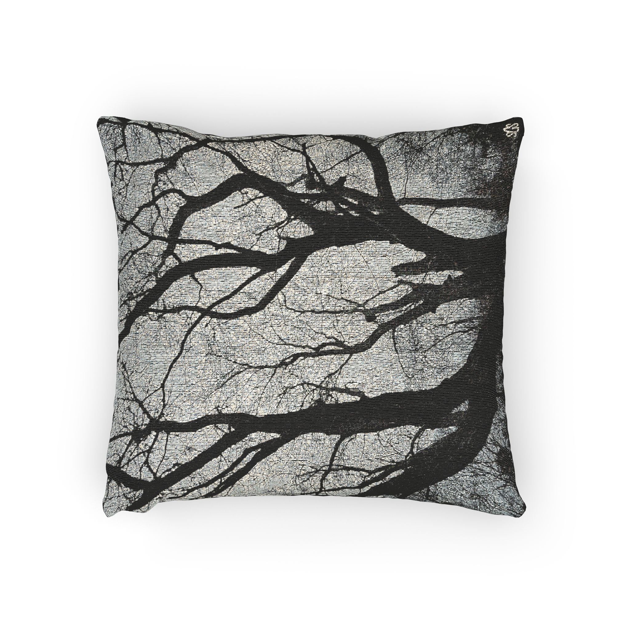 BLACK AND WHITE WINTER OAK WOVEN PILLOW
