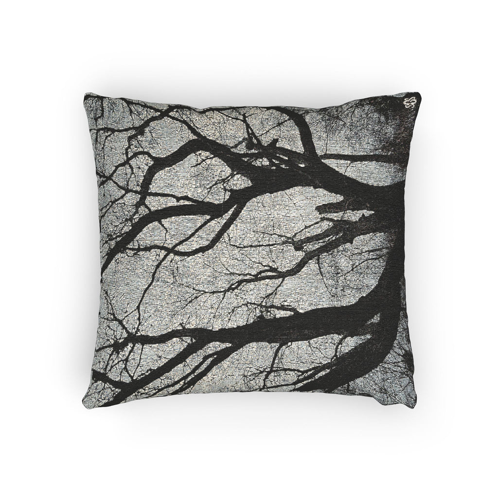 BLACK AND WHITE WINTER OAK WOVEN PILLOW