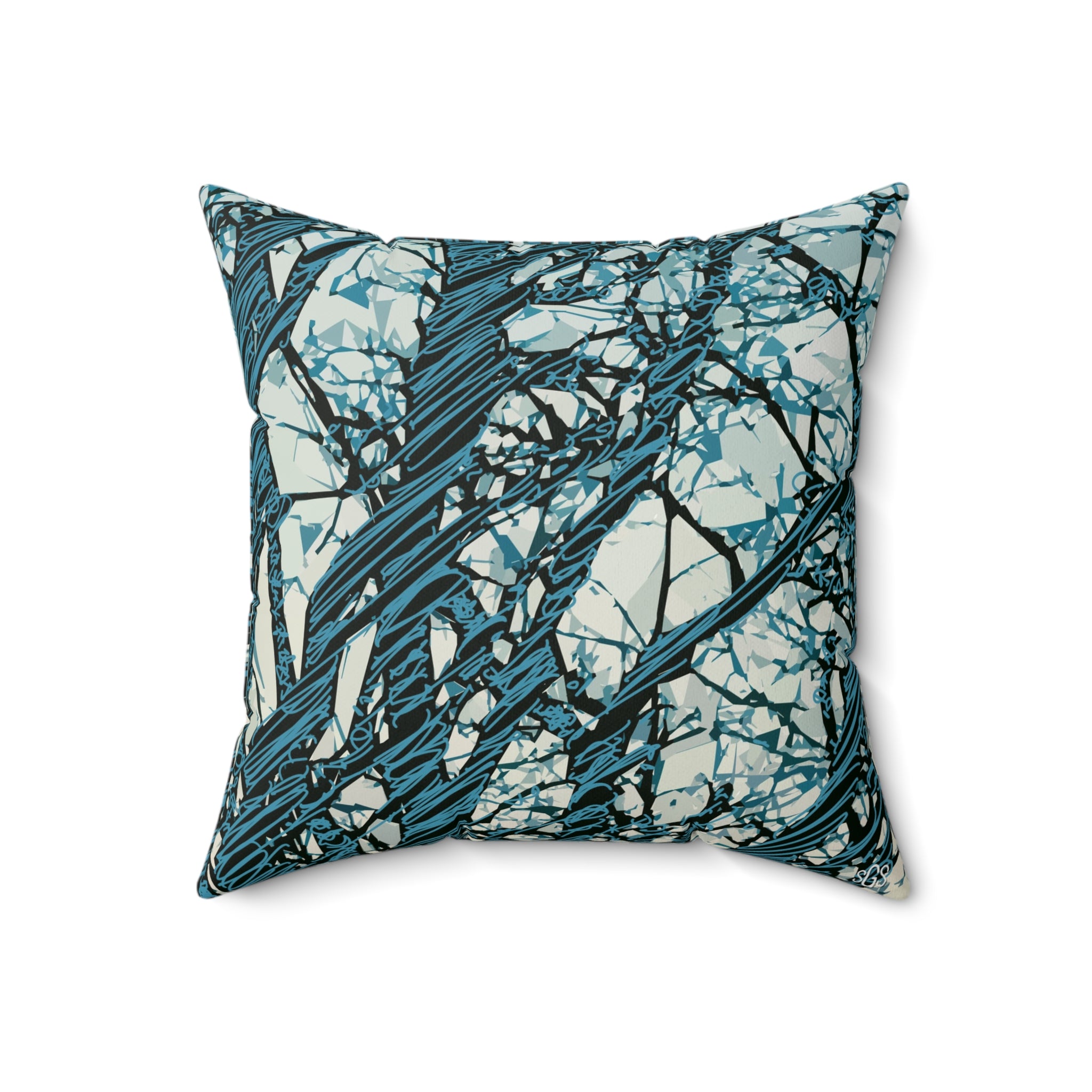 Black Jack Oak III Faux Suede Pillow — Bold Hand-Painted Tree Square Throw Pillow