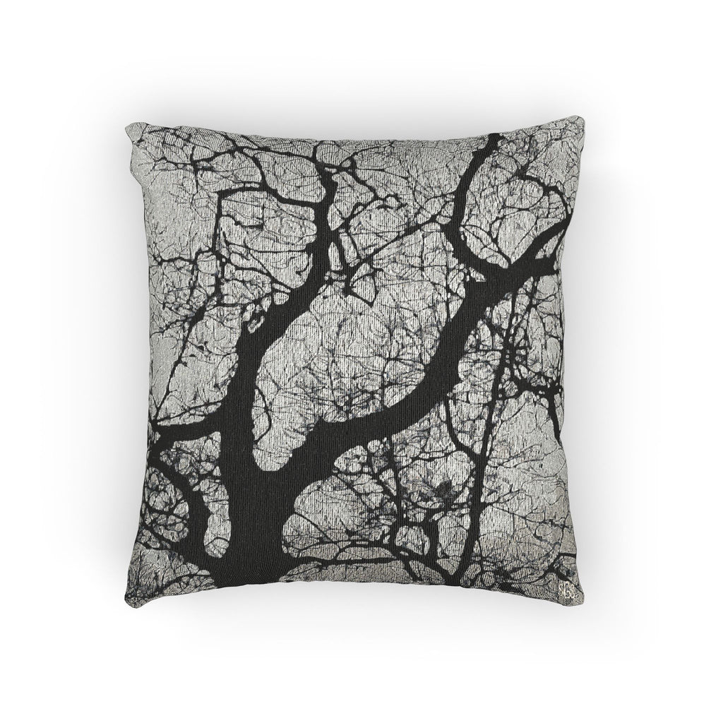 BLACK AND WHITE Winter Oak II WOVEN PILLOW