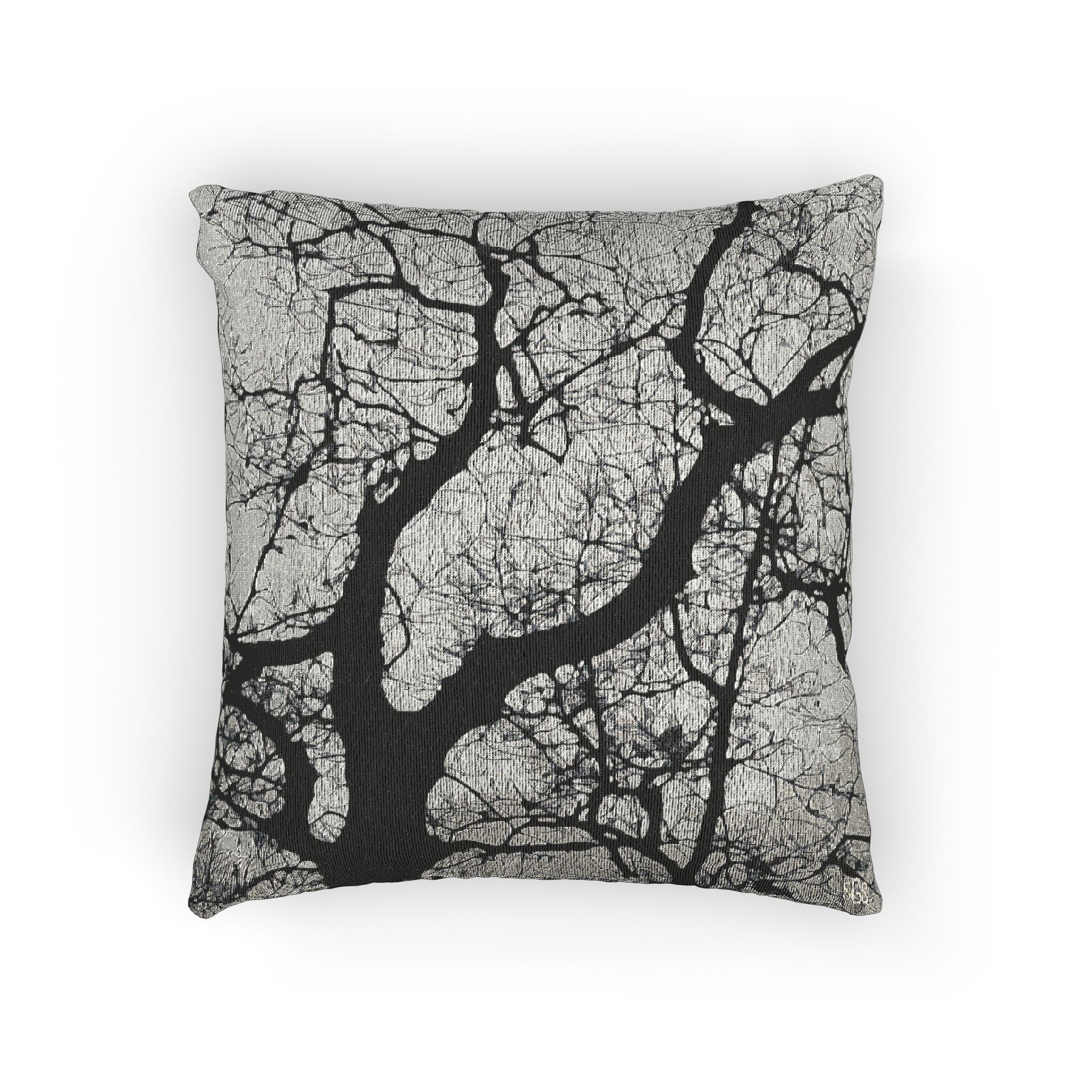BLACK AND WHITE Winter Oak II WOVEN PILLOW