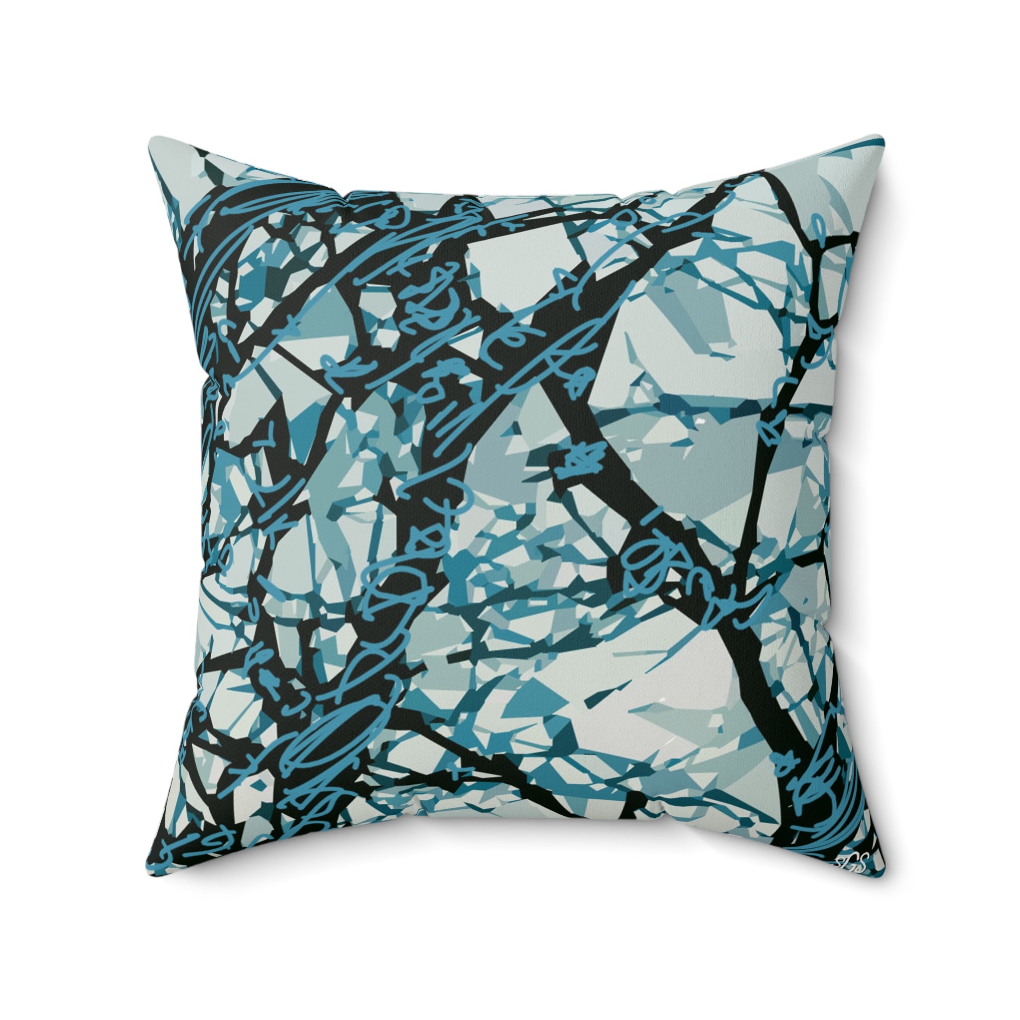 Black Jack Oak II Faux Suede Pillow — Bold Hand-Painted Tree Square Throw Pillow