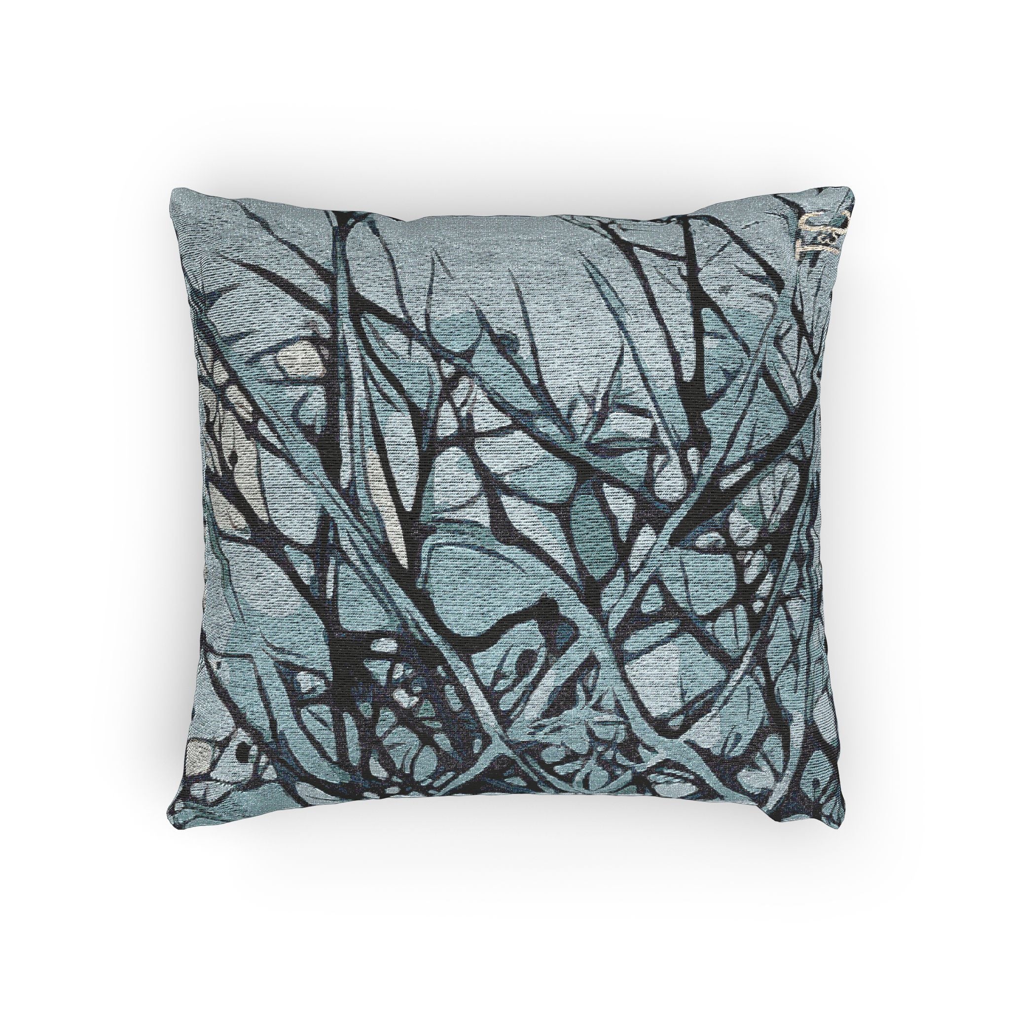 Blue Hawthorn Woven Pillow