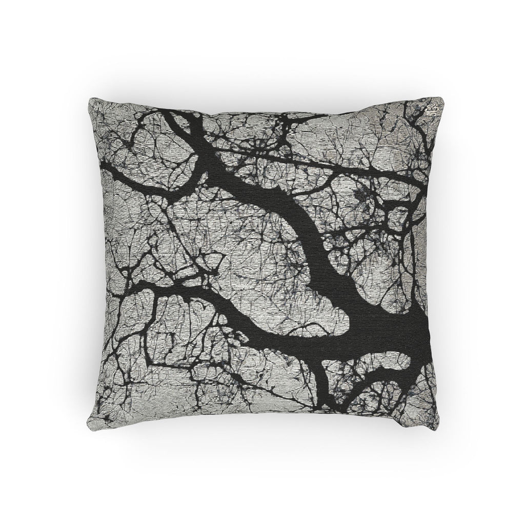 BLACK AND WHITE Winter Oak II WOVEN PILLOW