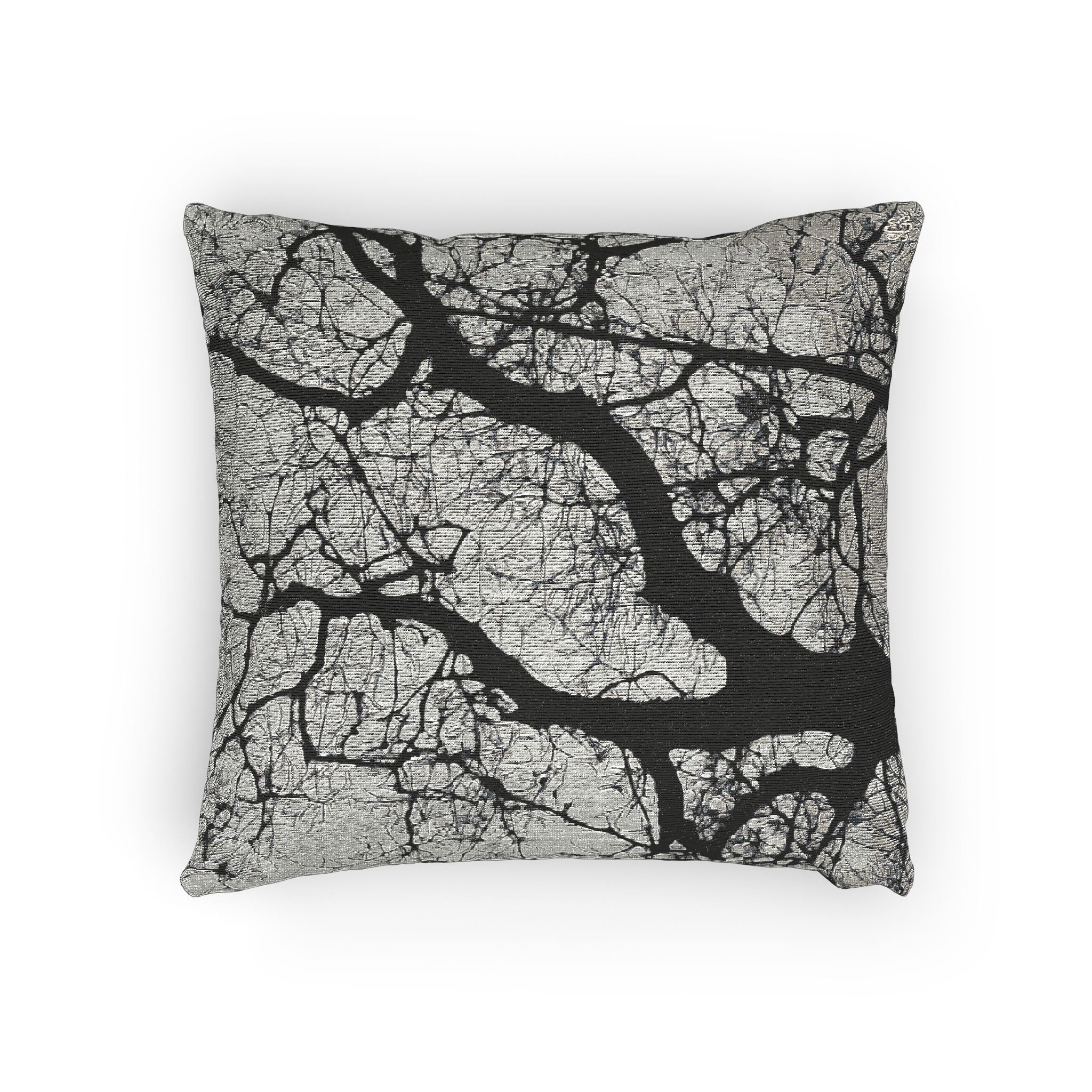 BLACK AND WHITE Winter Oak II WOVEN PILLOW