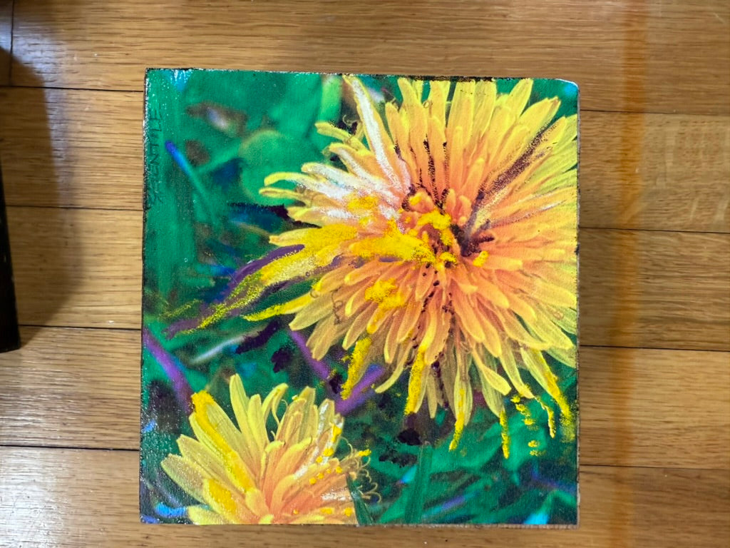 Dandy Dandelion Woodblock Painting- SOLD- PREORDER AVAILABLE!