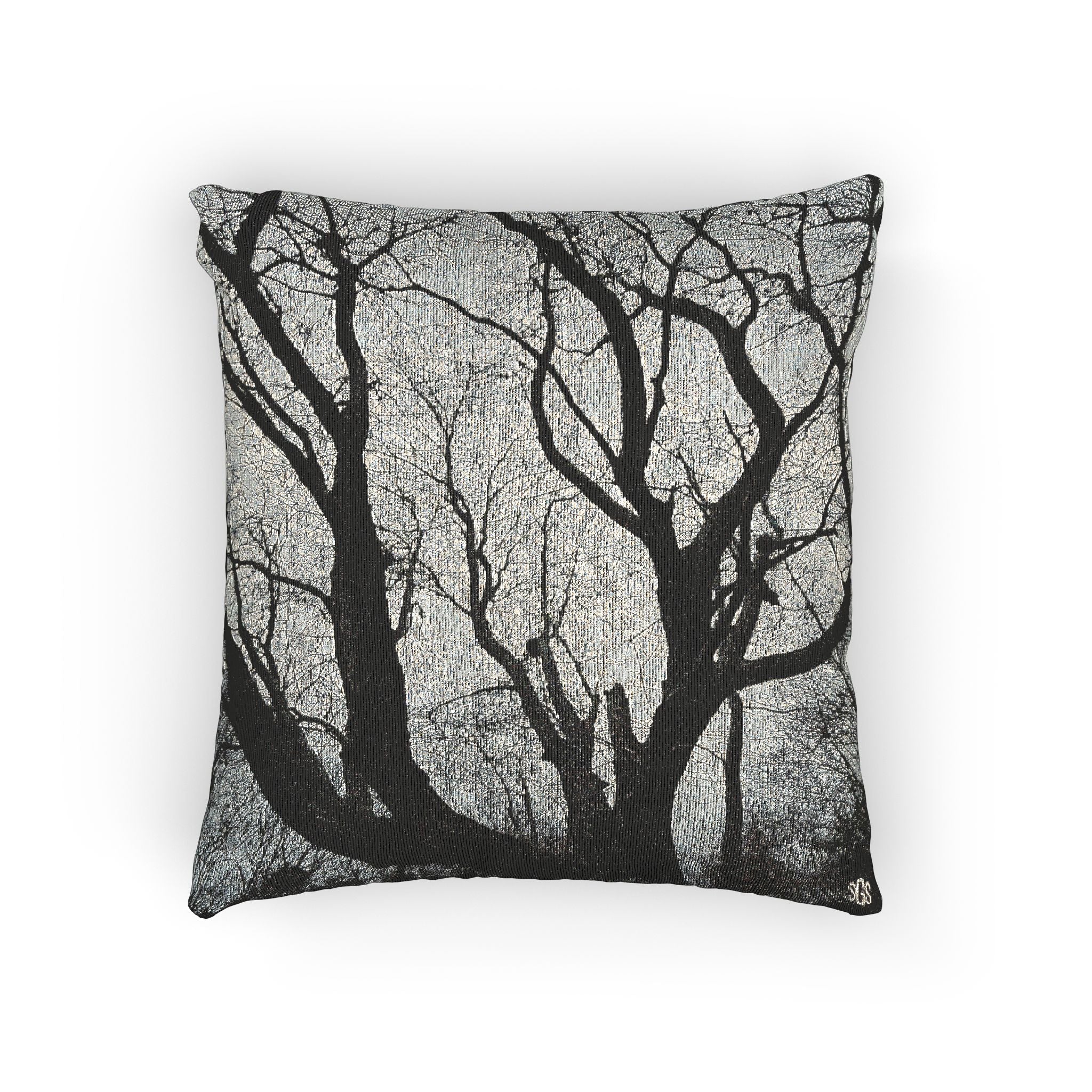 BLACK AND WHITE WINTER OAK WOVEN PILLOW
