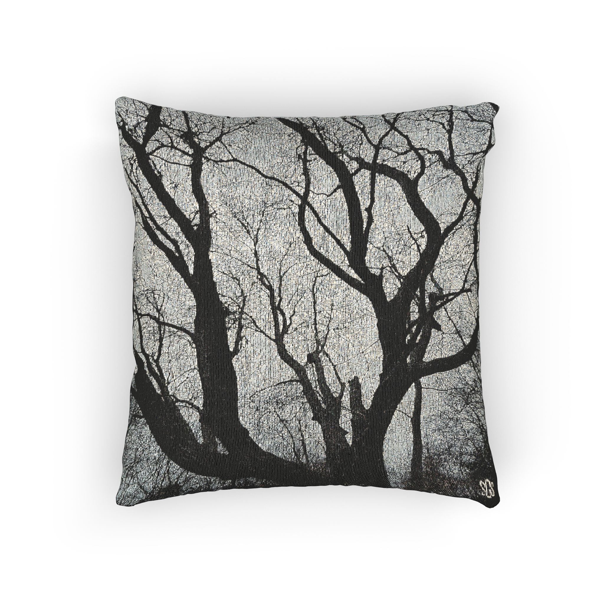 BLACK AND WHITE WINTER OAK WOVEN PILLOW