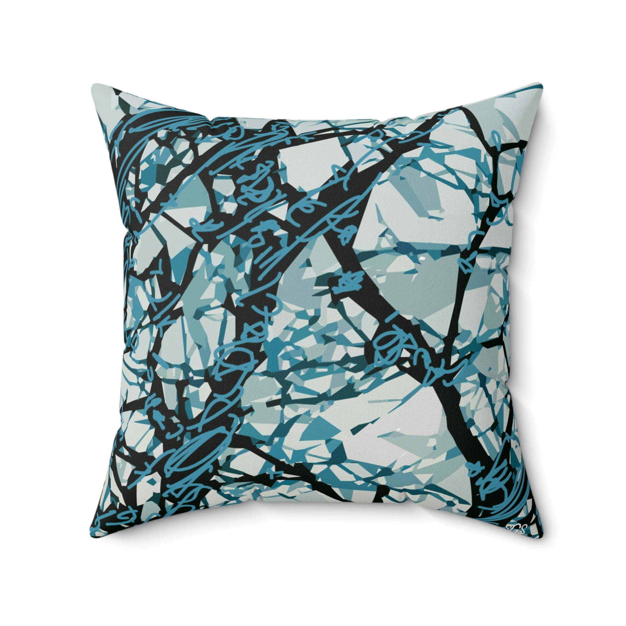 Black Jack Oak II Faux Suede Pillow — Bold Hand-Painted Tree Square Throw Pillow