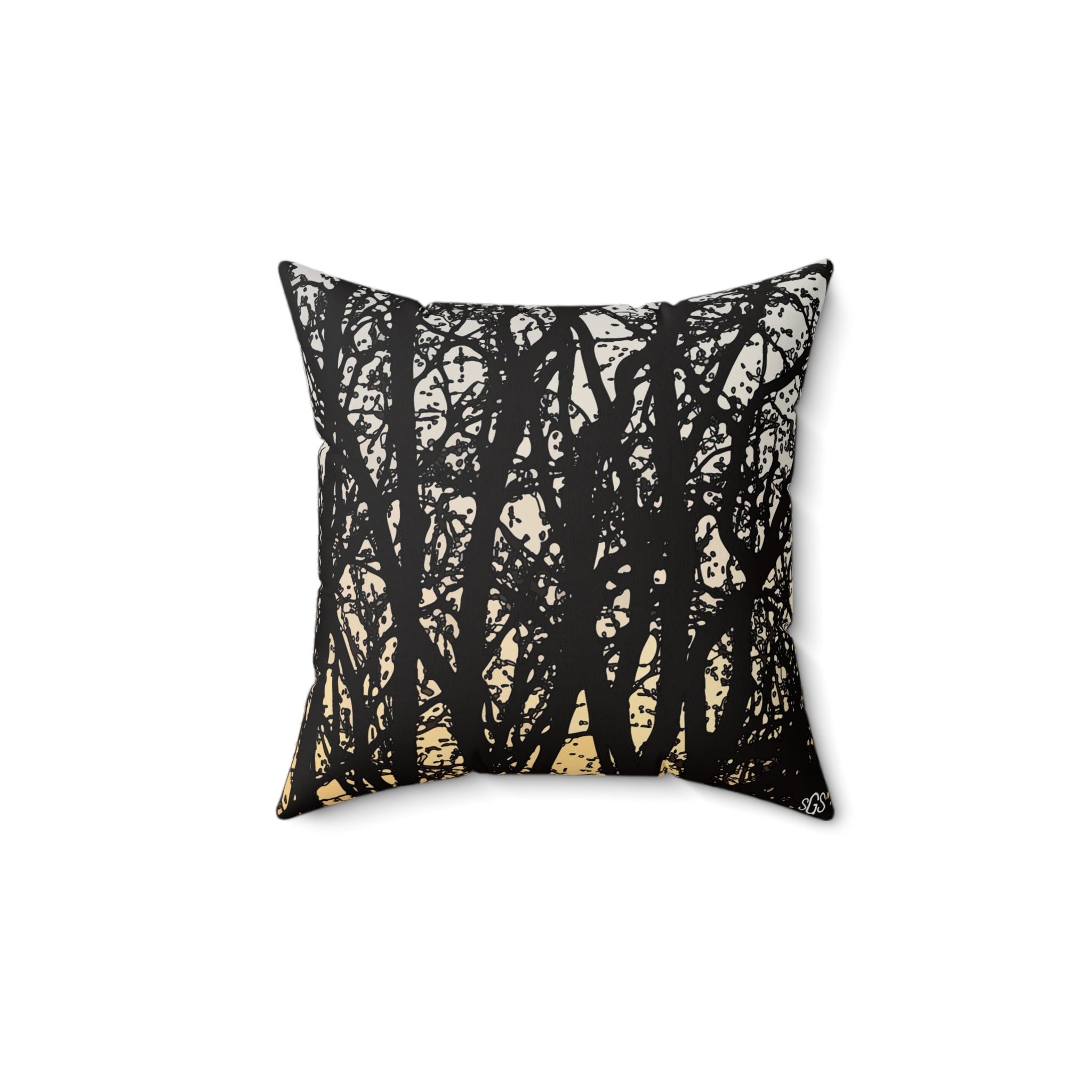 Pin Oaks at Sunset Faux Suede Pillow — Bold Hand-Painted Tree Square Throw Pillow