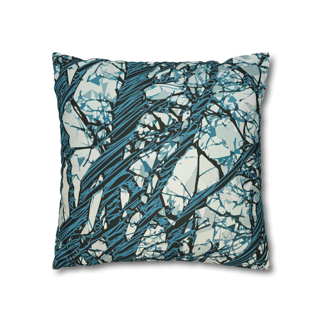 Smooth Pillowcase  - Blue Abstract Tree Branch - Modern Nature Decorative Throw Pillow