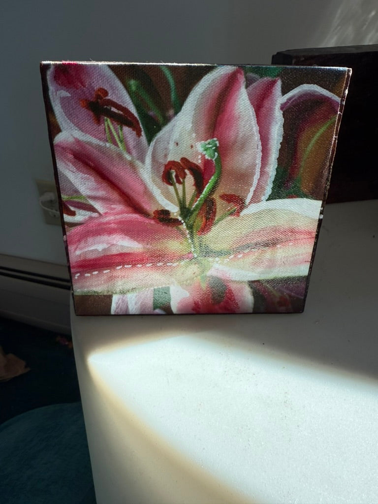 Blushing Girl Lily Woodblock Painting