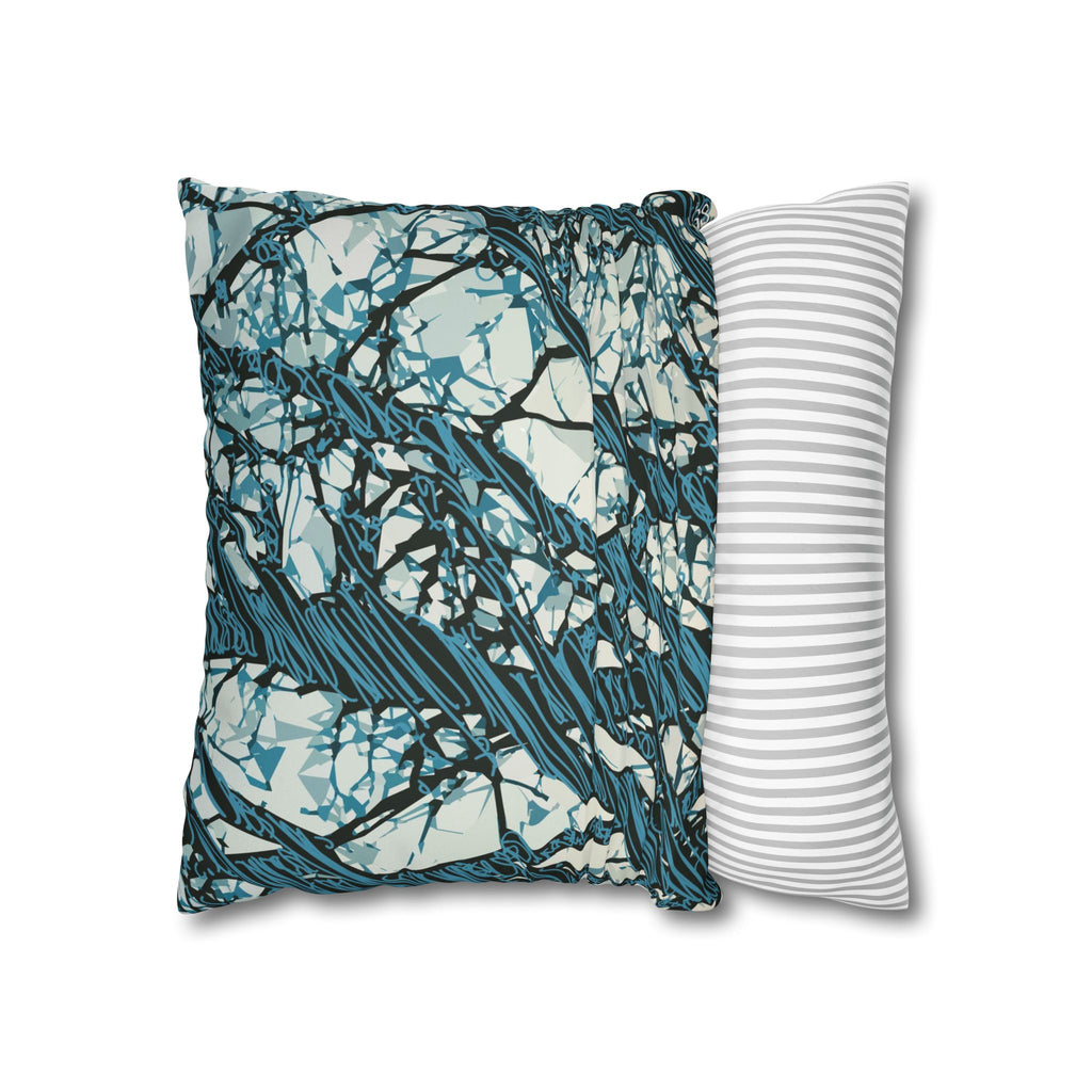 Smooth Pillowcase  - Blue Abstract Tree Branch - Modern Nature Decorative Throw Pillow