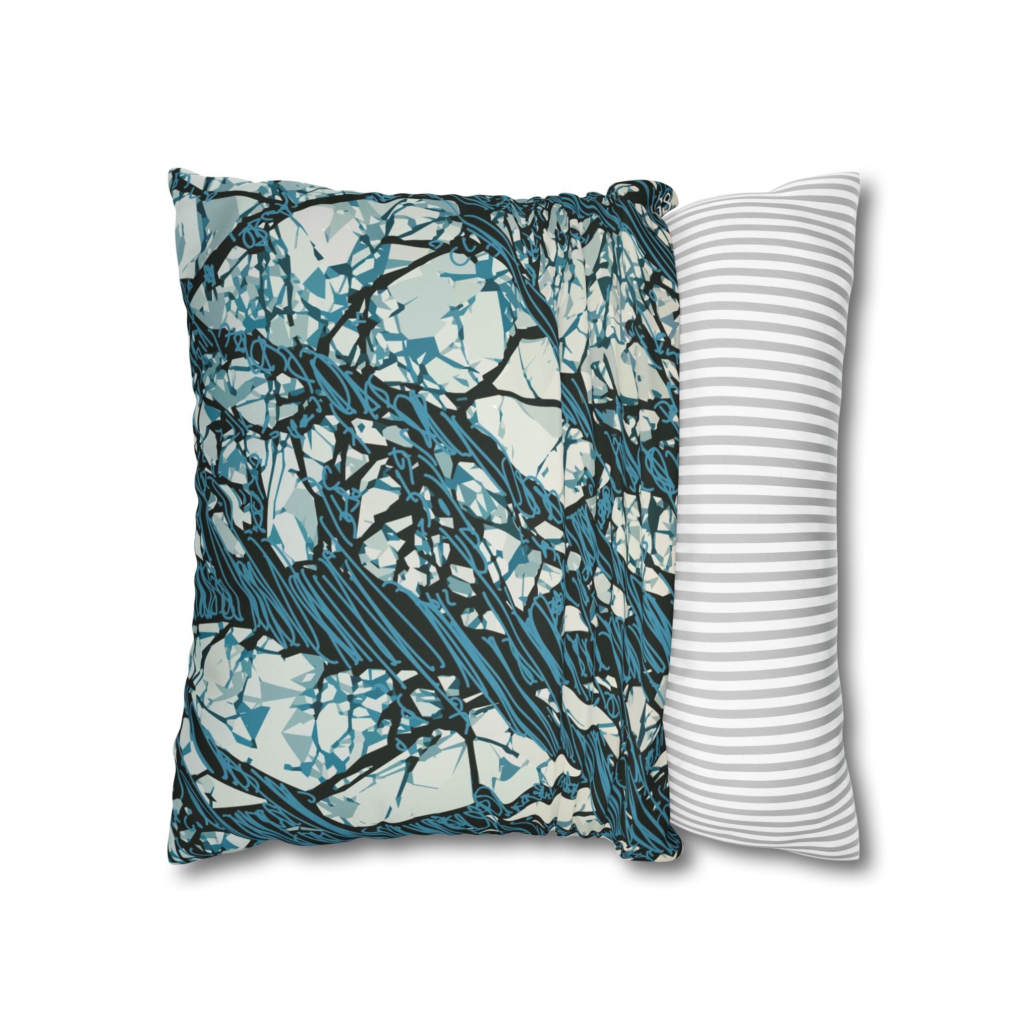 Smooth Pillowcase  - Blue Abstract Tree Branch - Modern Nature Decorative Throw Pillow