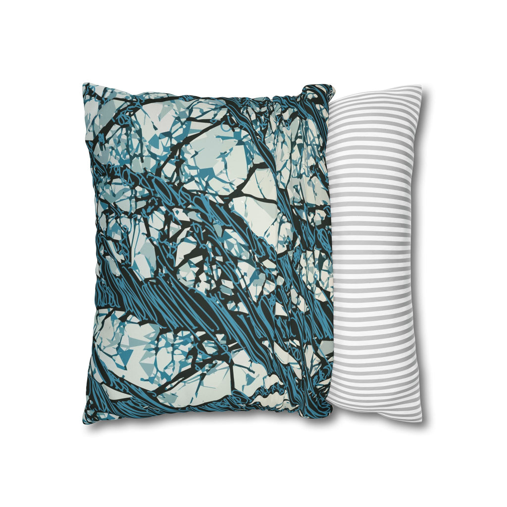 Smooth Pillowcase  - Blue Abstract Tree Branch - Modern Nature Decorative Throw Pillow
