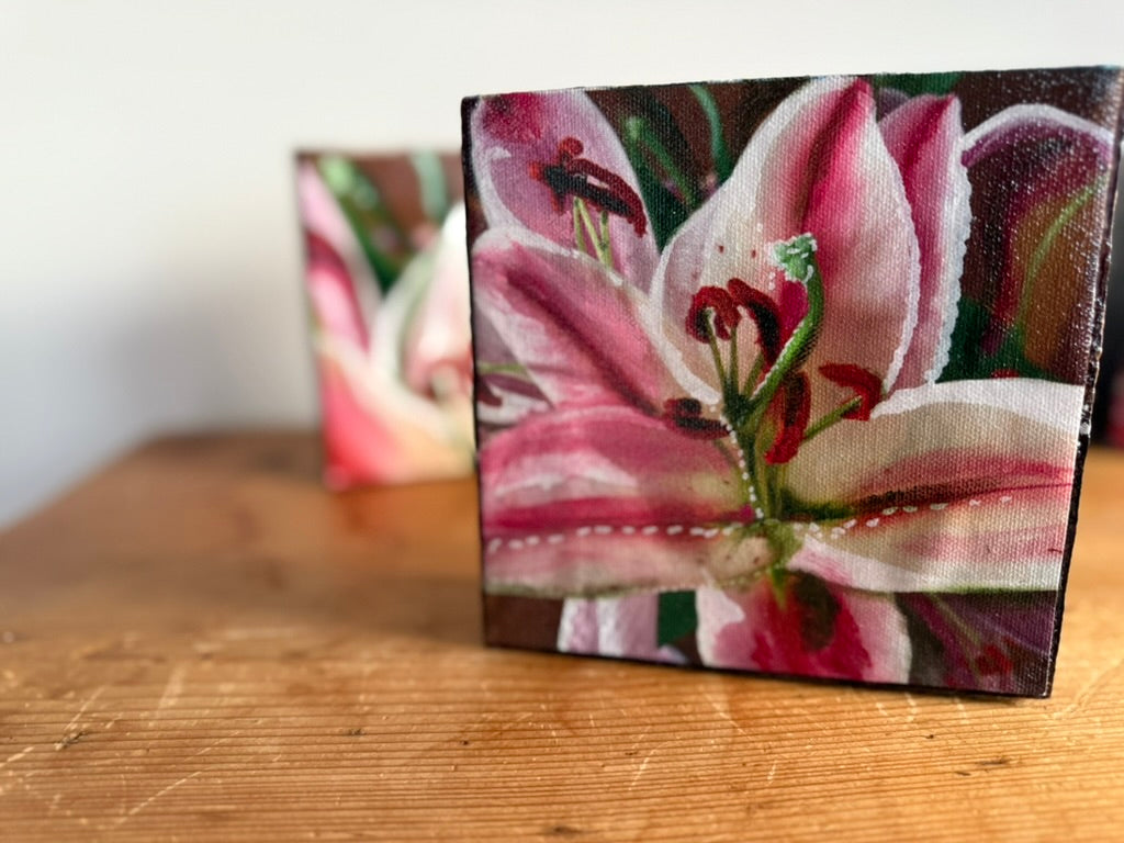 Blushing Girl Lily Woodblock Painting