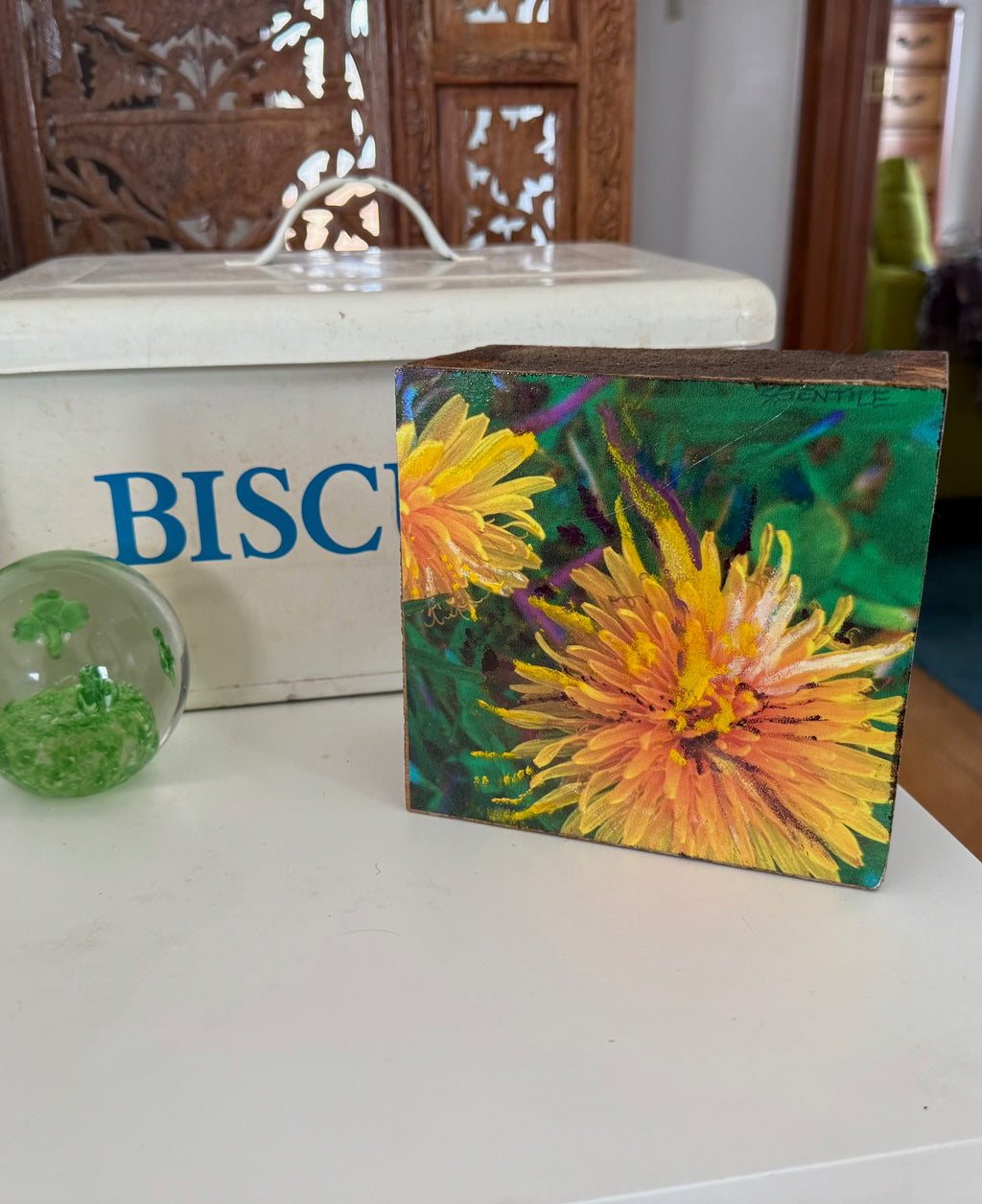 Dandy Dandelion Woodblock Painting- SOLD- PREORDER AVAILABLE!